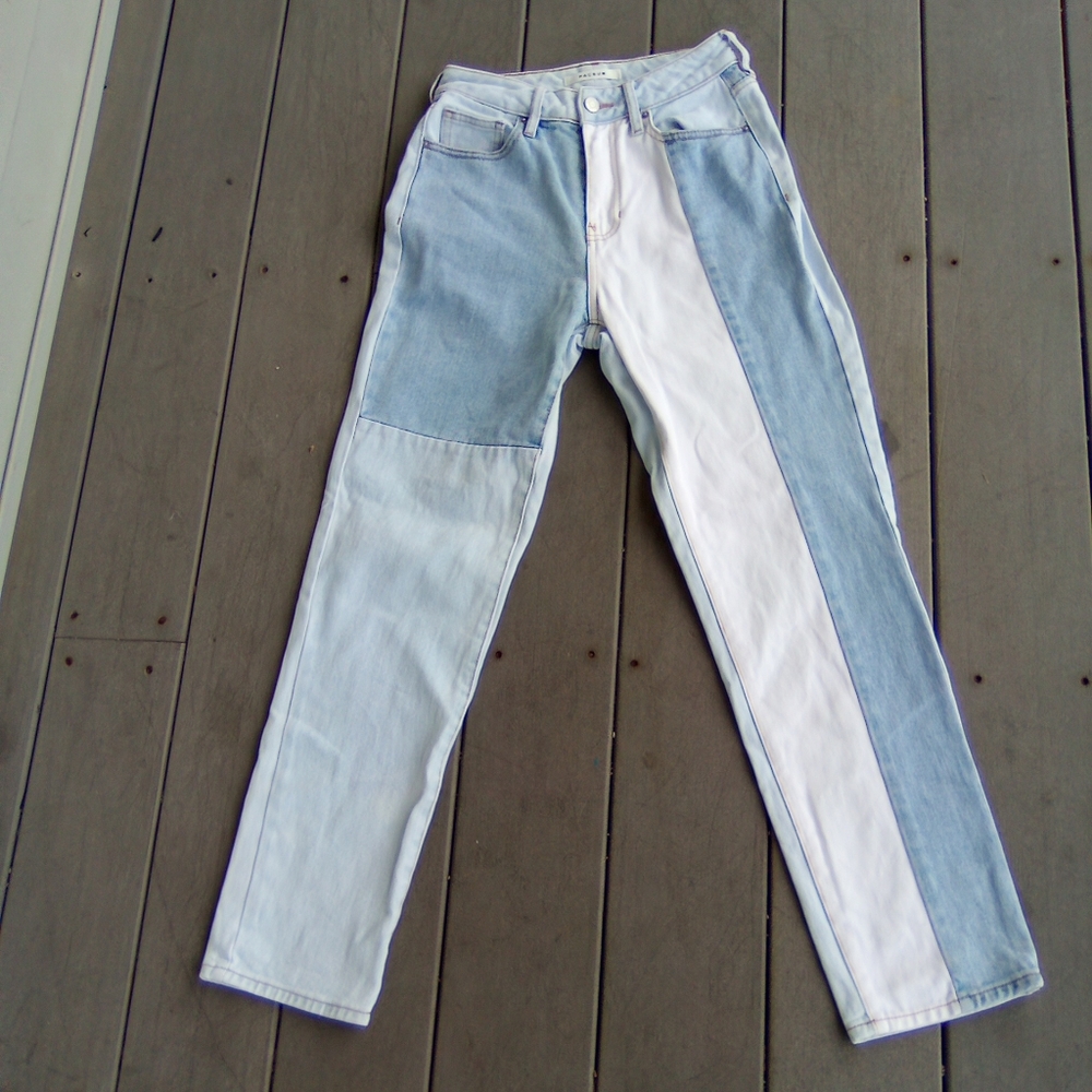 PACSUN WAIST 24" Stylish Blue and White Women's Straight Jeans STYLE MOM JEAN - Picture 1 of 8